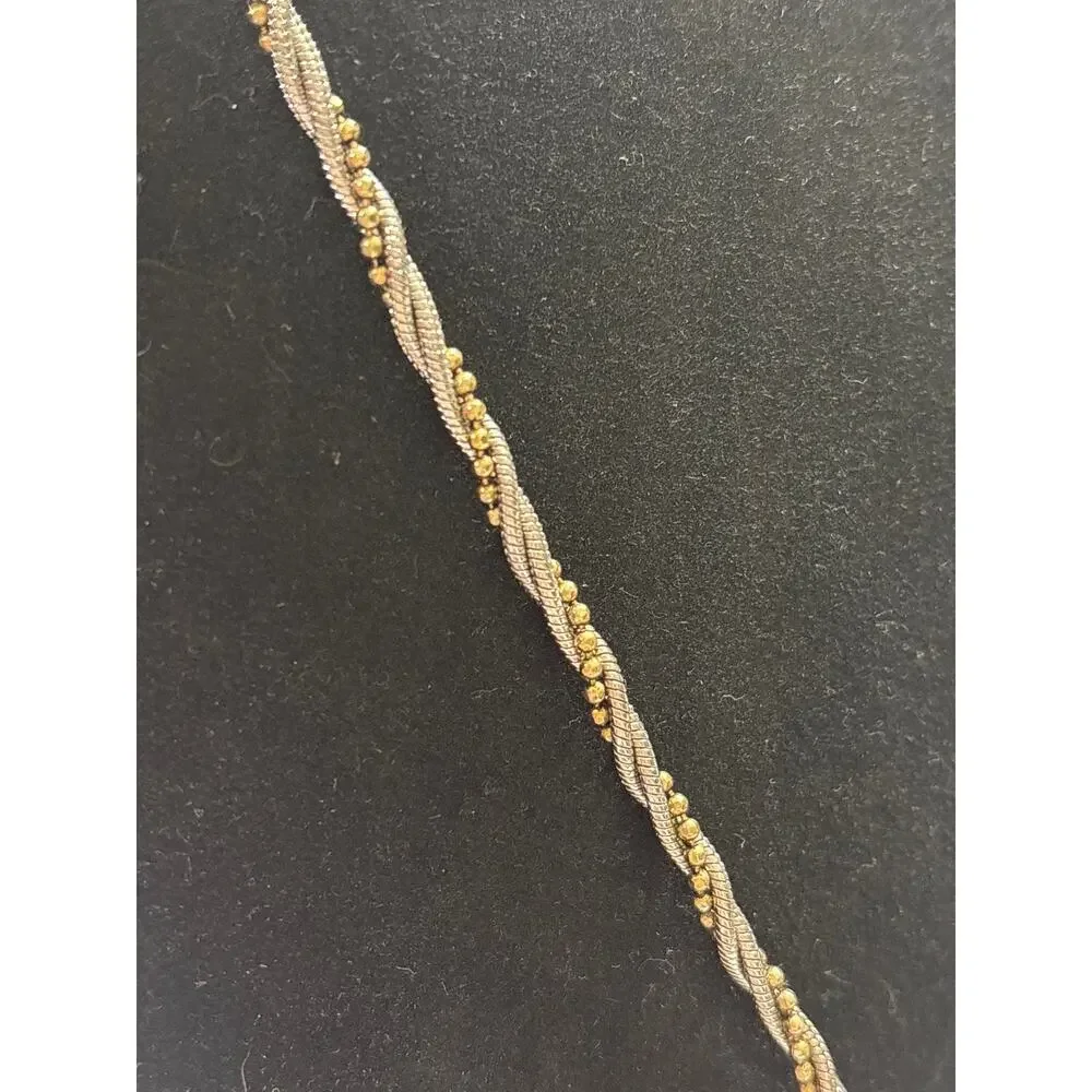 Vintage Premier Design Two-Tone 3-Strand Twisted Rope Chain Crown Pendant